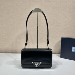 Prada Embl??me brushed-leather bag