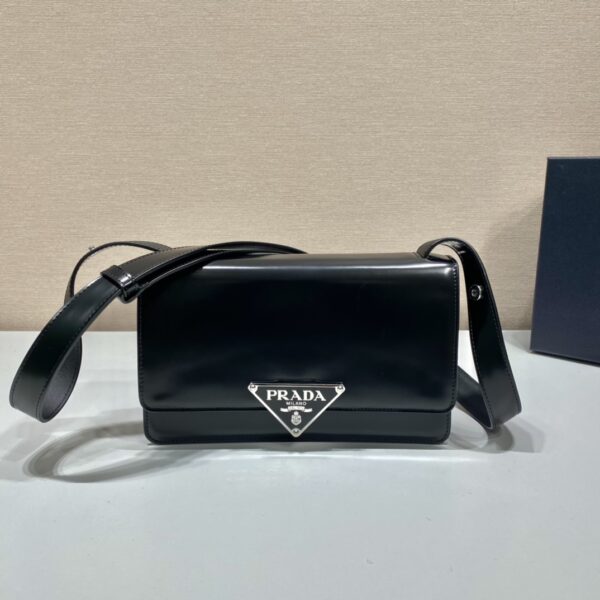 Prada Embl??me brushed-leather bag