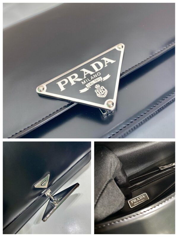 Prada Embl??me brushed-leather bag