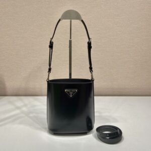 Prada Mini Brushed-Leather Bucket Bag