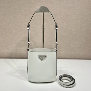 Prada Mini Brushed-Leather Bucket Bag