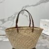 Prada Woven Palm And Leather Tote