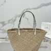 Prada Woven Palm And Leather Tote