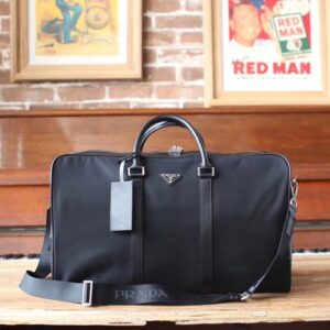 Prada Nylon Duffle Bag In Black