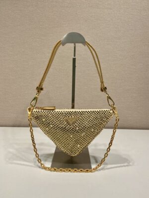 Prada Triangle satin mini-bag with crystals