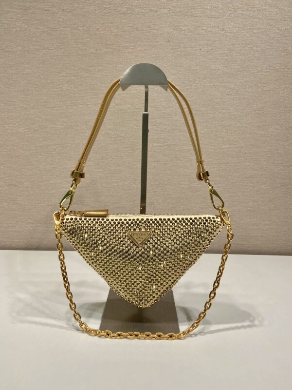 Prada Triangle satin mini-bag with crystals