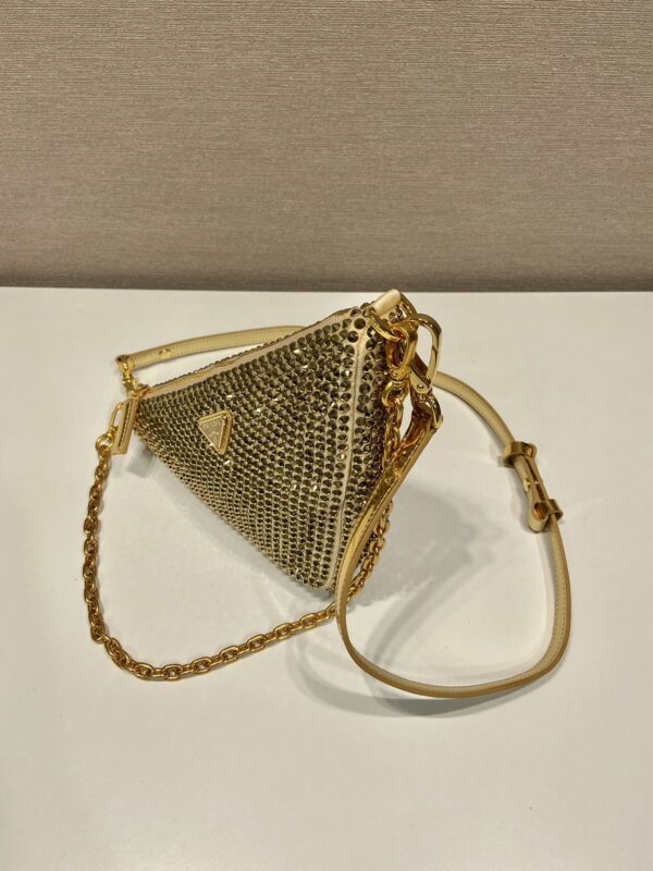 Prada Triangle satin mini-bag with crystals