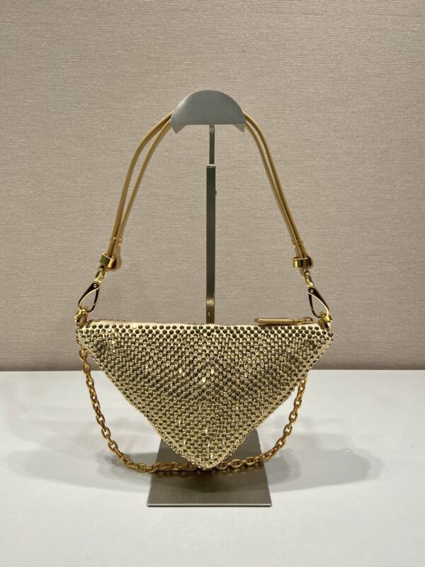Prada Triangle satin mini-bag with crystals