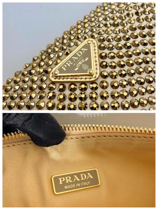 Prada Triangle satin mini-bag with crystals