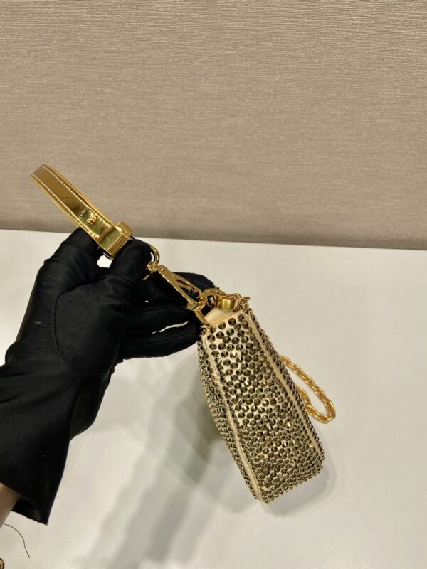 Prada Triangle satin mini-bag with crystals
