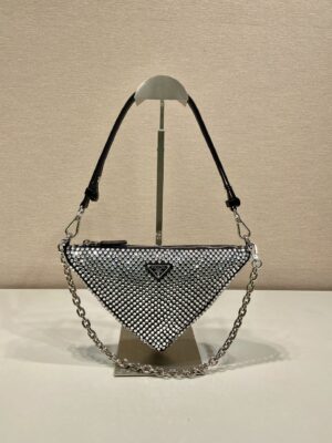 Prada Triangle satin mini-bag with crystals