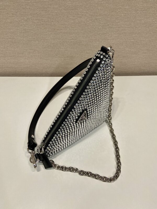 Prada Triangle satin mini-bag with crystals