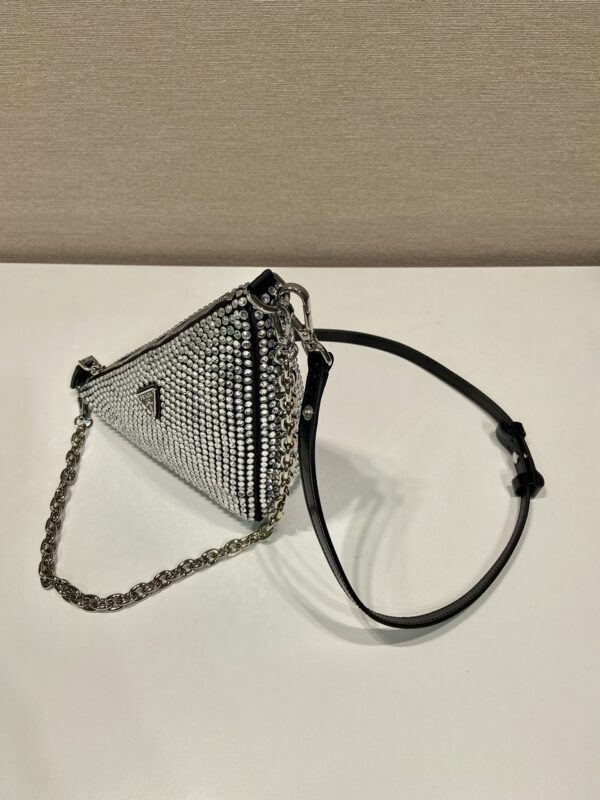 Prada Triangle satin mini-bag with crystals
