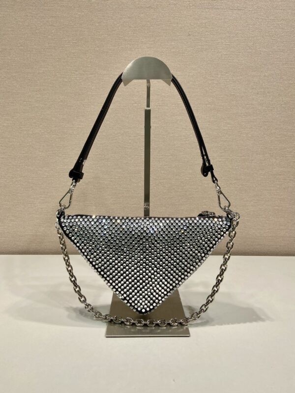 Prada Triangle satin mini-bag with crystals