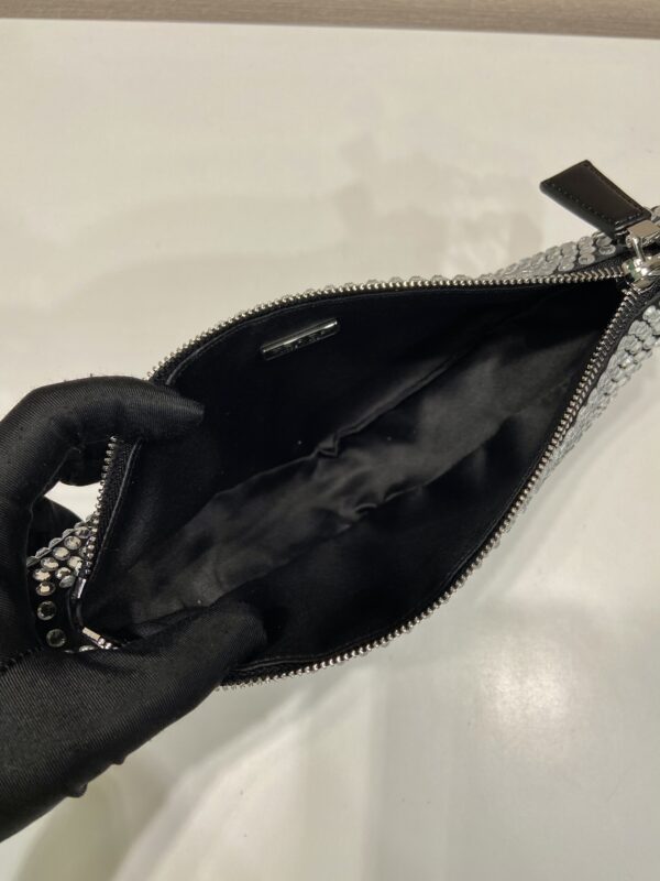 Prada Triangle satin mini-bag with crystals