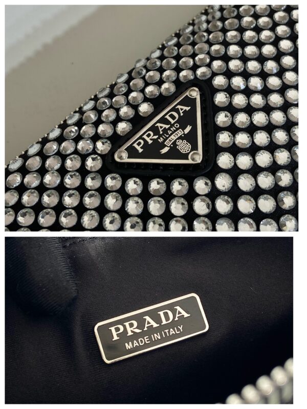 Prada Triangle satin mini-bag with crystals