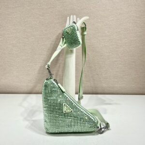 Prada Triangle leather shoulder bag with Crystal