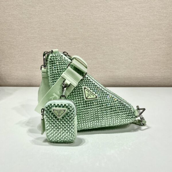 Prada Triangle leather shoulder bag with Crystal