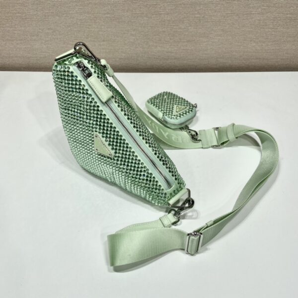 Prada Triangle leather shoulder bag with Crystal