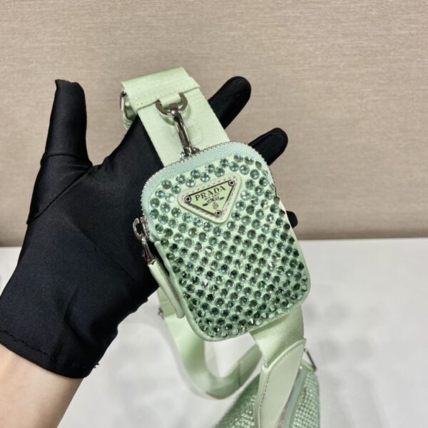 Prada Triangle leather shoulder bag with Crystal