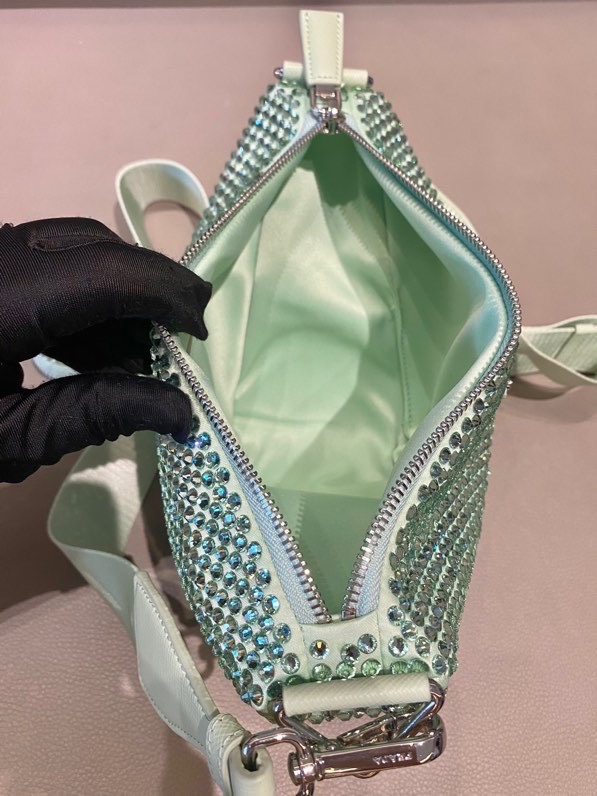 Prada Triangle leather shoulder bag with Crystal