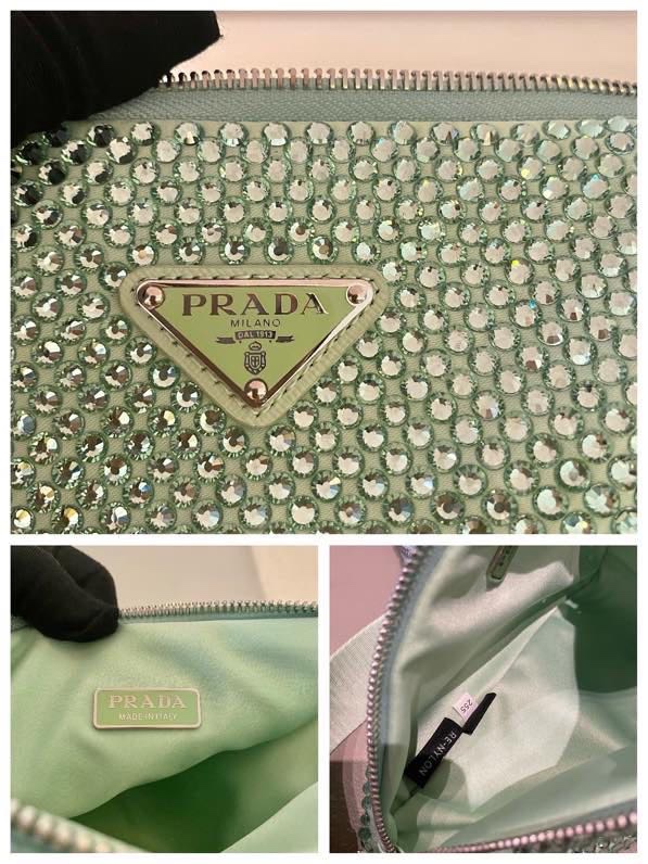 Prada Triangle leather shoulder bag with Crystal