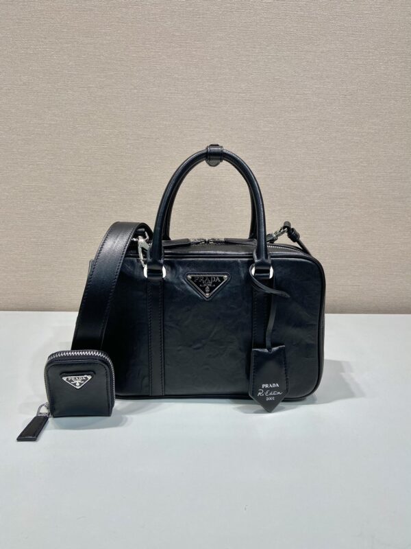 Prada antique nappa leather top handle bag