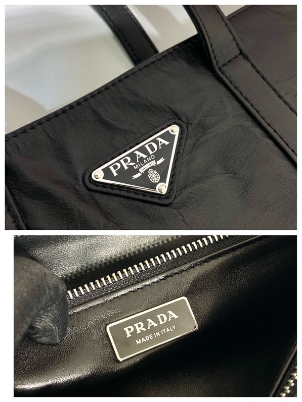 Prada Small antique nappa leather tote