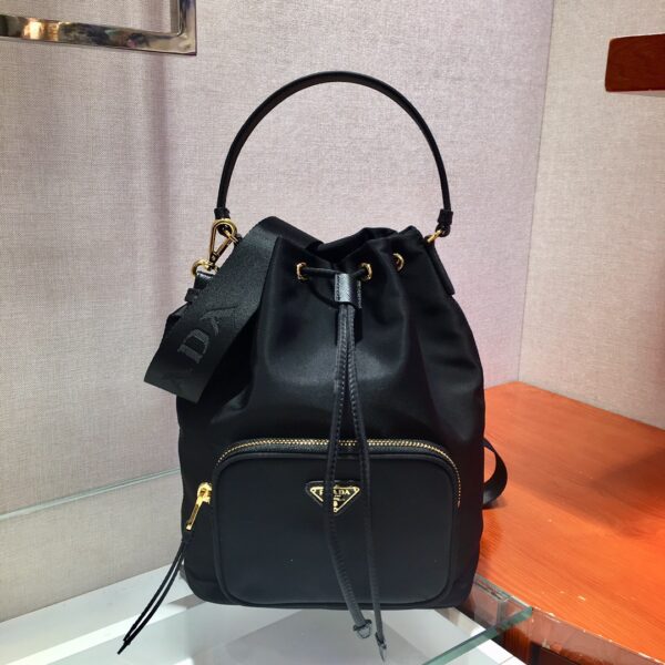 Prada Jacquard Drawstring Shoulder Bag