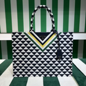 Prada Symbole embroidered fabric tote bag