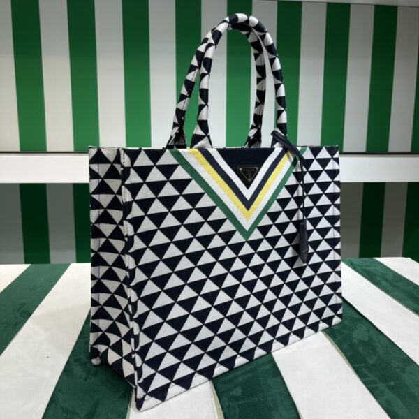Prada Symbole embroidered fabric tote bag