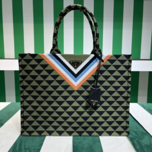 Prada Symbole embroidered fabric tote bag