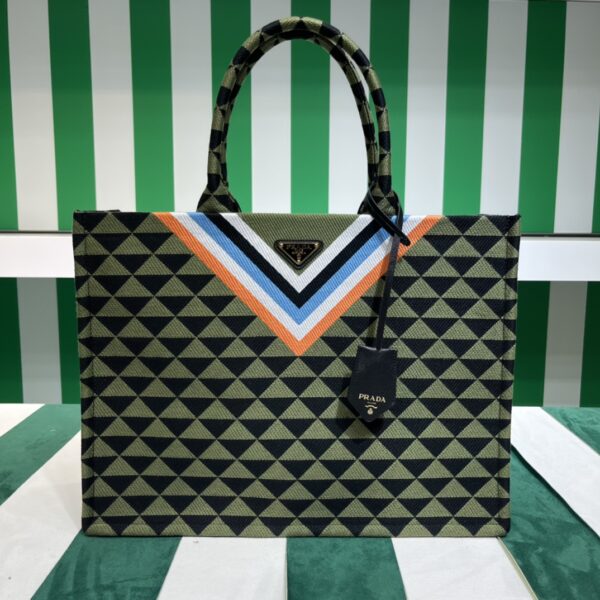 Prada Symbole embroidered fabric tote bag