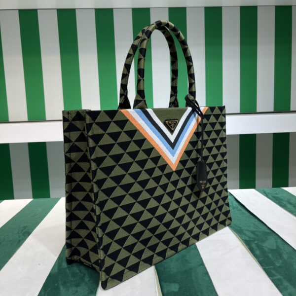 Prada Symbole embroidered fabric tote bag
