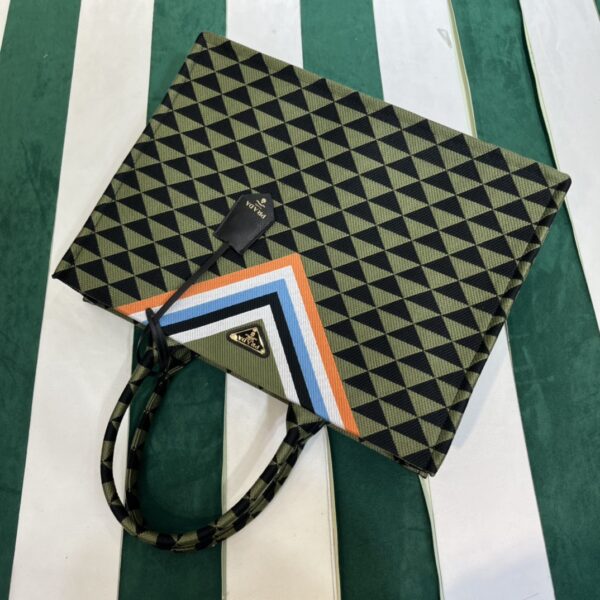 Prada Symbole embroidered fabric tote bag