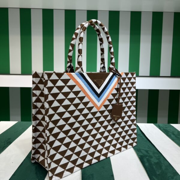 Prada Symbole embroidered fabric tote bag