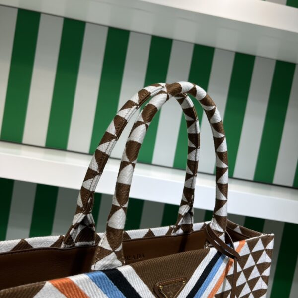 Prada Symbole embroidered fabric tote bag