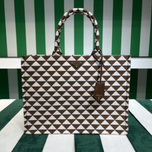 Prada Symbole embroidered fabric tote bag
