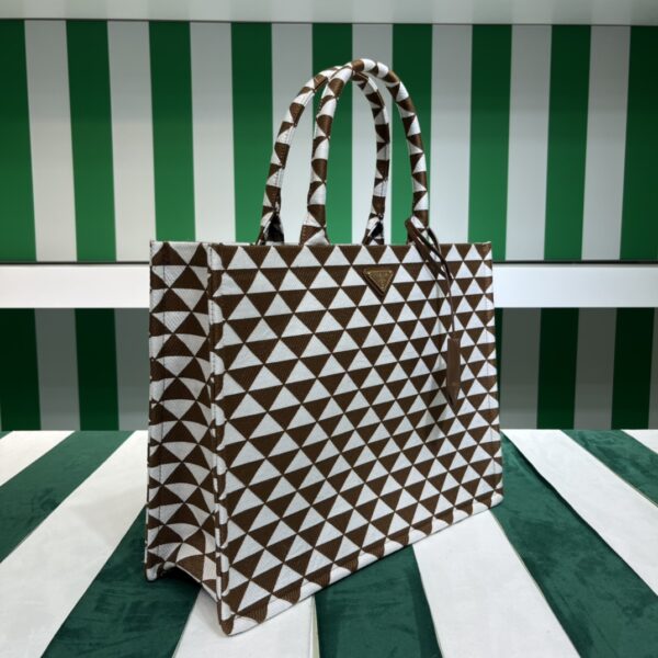 Prada Symbole embroidered fabric tote bag