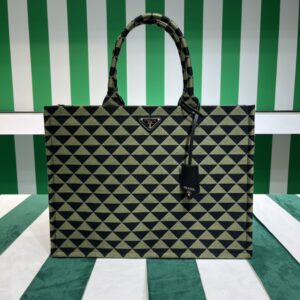 Prada Symbole embroidered fabric tote bag