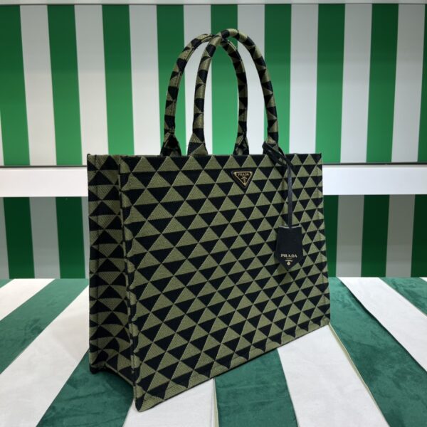 Prada Symbole embroidered fabric tote bag
