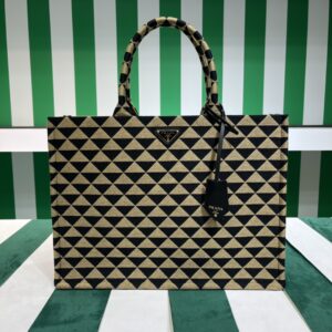 Prada Symbole embroidered fabric tote bag