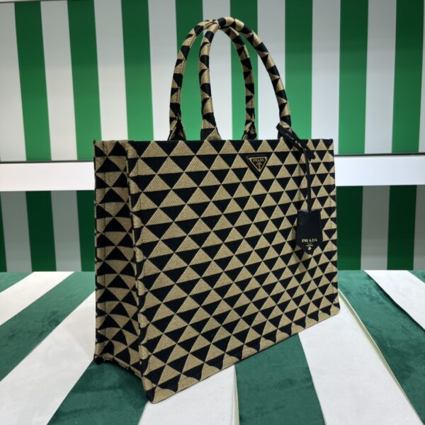 Prada Symbole embroidered fabric tote bag