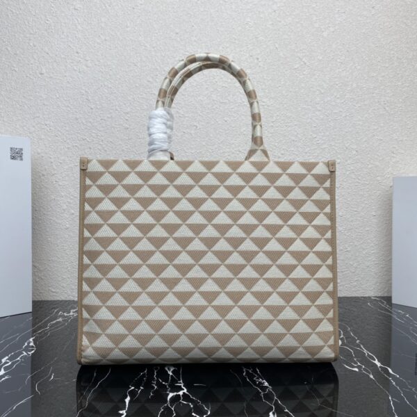 Large Prada Symbole embroidered fabric handbag