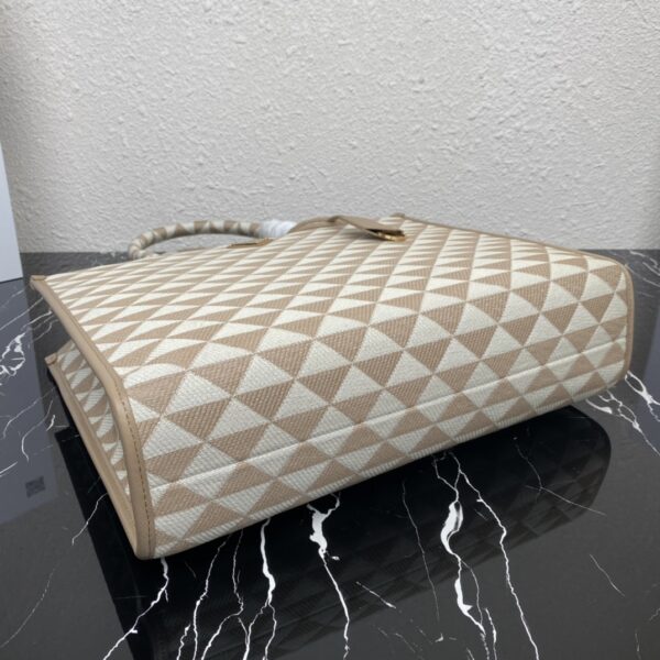 Large Prada Symbole embroidered fabric handbag