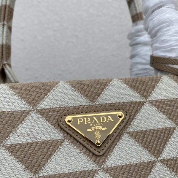Large Prada Symbole embroidered fabric handbag