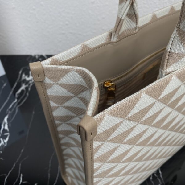 Large Prada Symbole embroidered fabric handbag