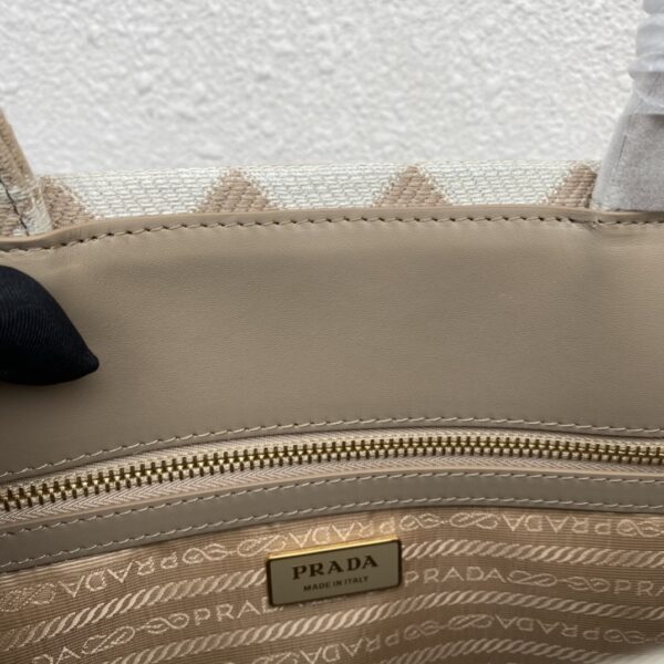 Large Prada Symbole embroidered fabric handbag