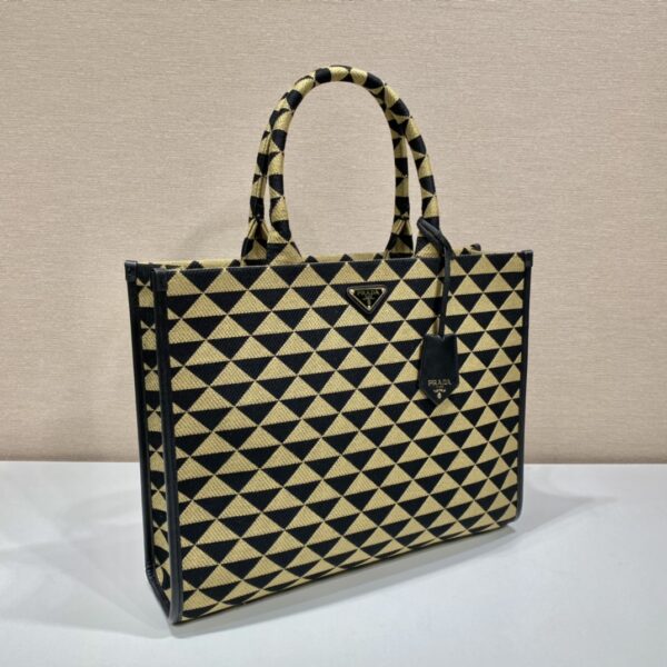 Large Prada Symbole embroidered fabric handbag