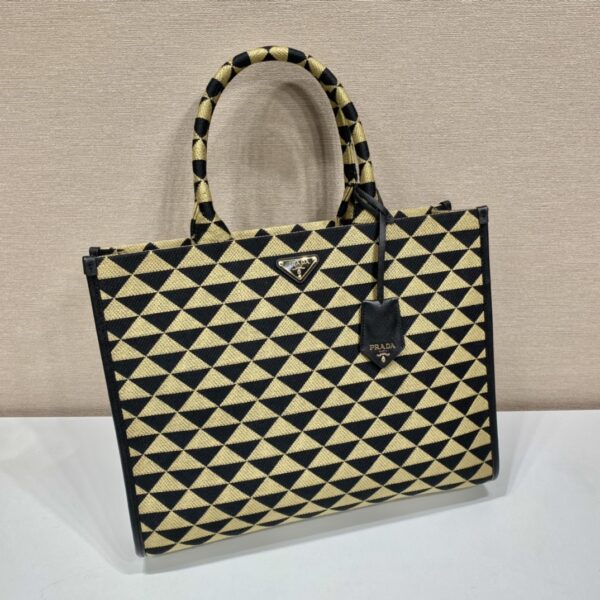 Large Prada Symbole embroidered fabric handbag